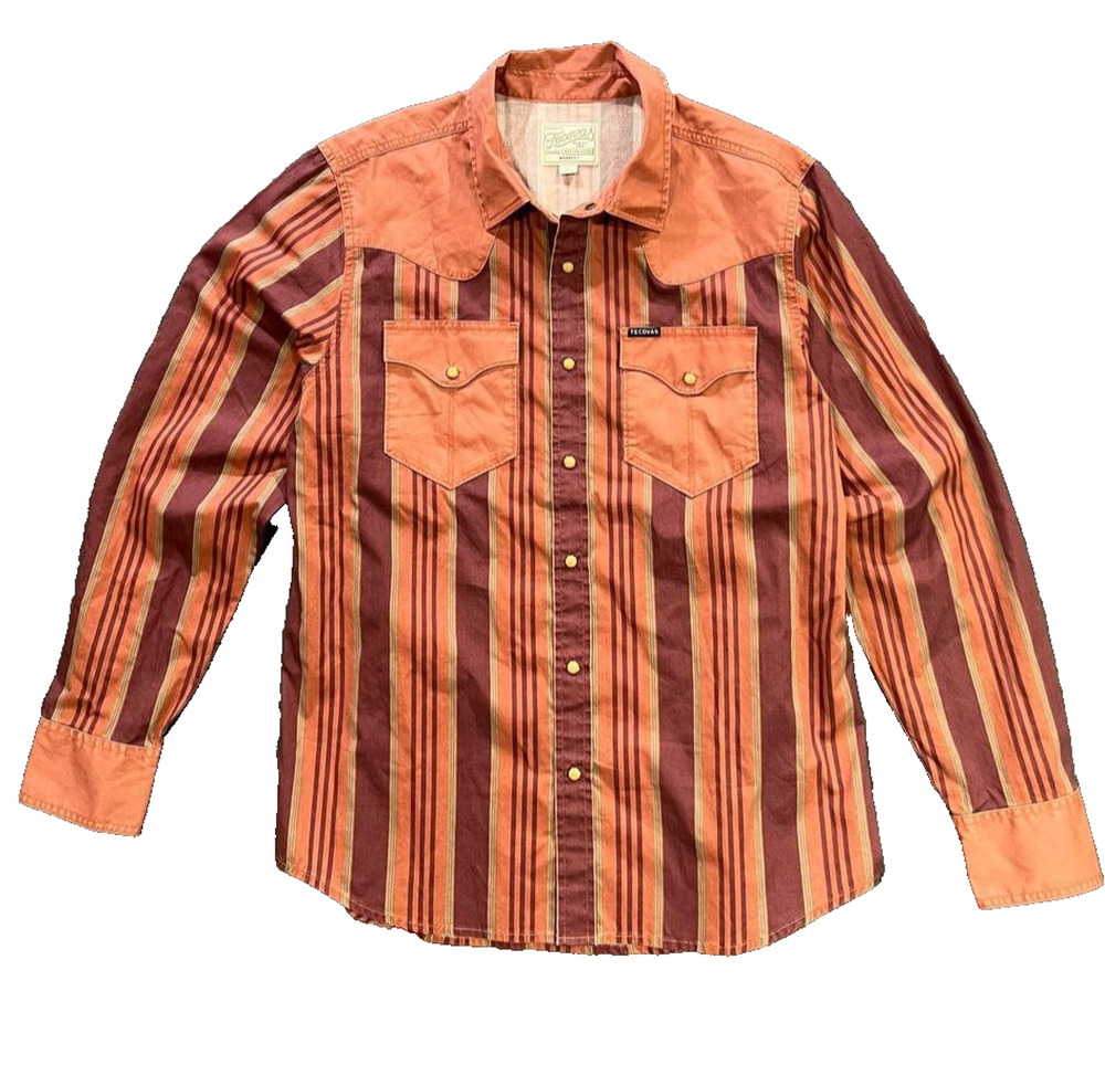 Tecovas Long Sleeve Western Pearl Snap Shirt Men L Plaid Brown A010807